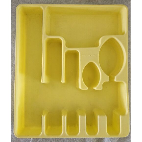 Vintage Rubbermaid Silverware Organizer Tray 2922 Lemon Yellow Cutlery‎ - Picture 1 of 13